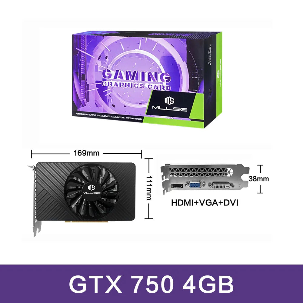 MLLSE GTX 750Ti 4GB Graphics Card with GDDR5 128Bit - HDMI DVI VGA PCI-E 3.0 Gaming Video Card for Desktop