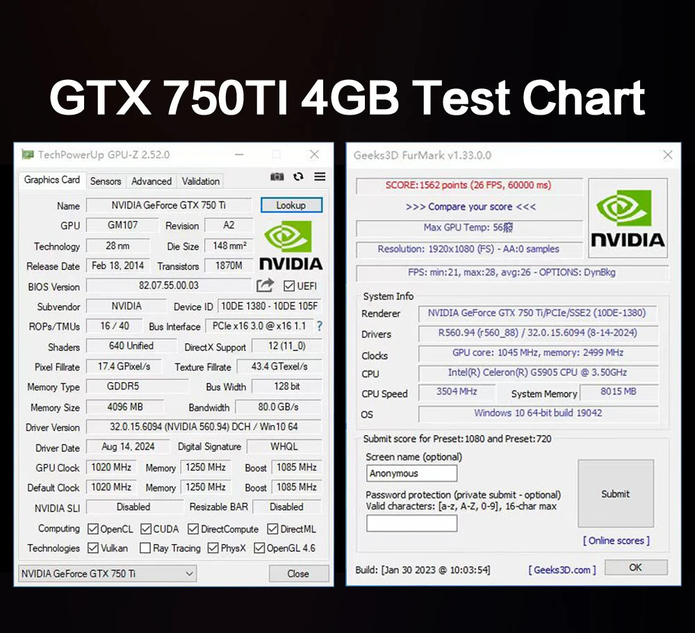 MLLSE GTX 750Ti 4GB Graphics Card with GDDR5 128Bit - HDMI DVI VGA PCI-E 3.0 Gaming Video Card for Desktop
