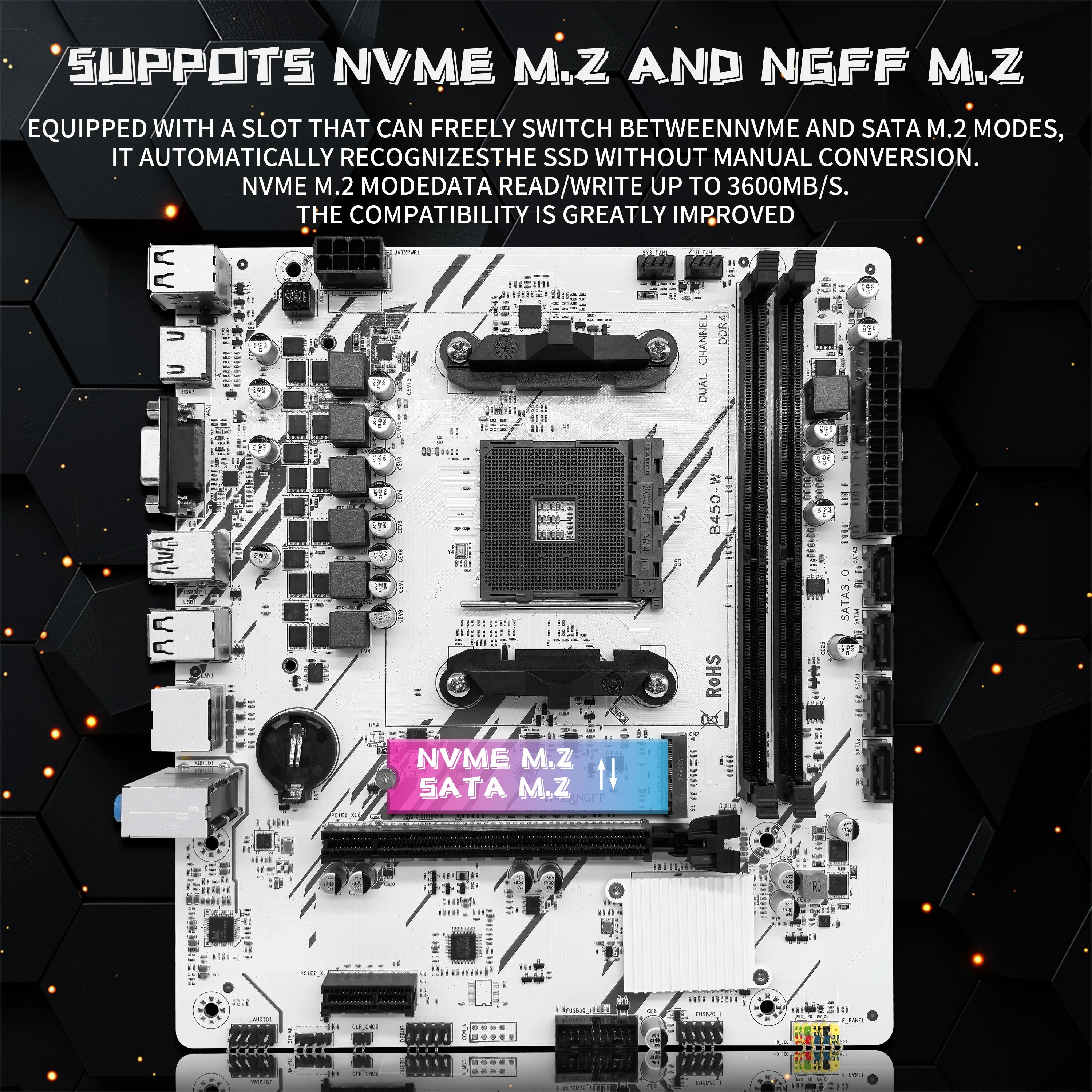 ZSUS B450 AM4 DDR4 Dual Channel Motherboard
