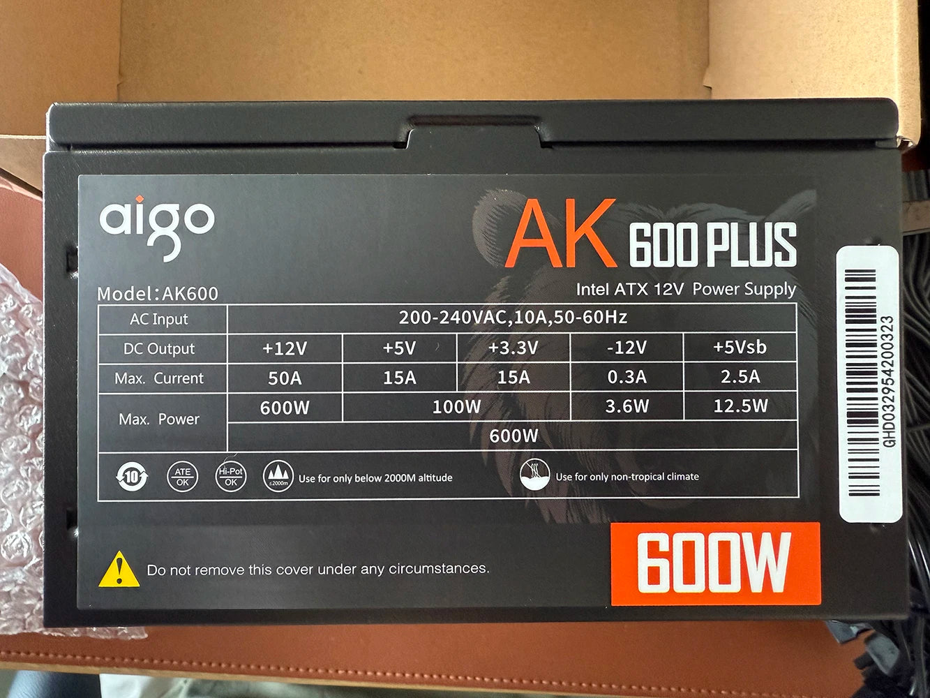Aigo AK PC Power Supply Unit Gaming 500W-1000W 120mm RGB Fan ATX Desktop Computer PSU for BTC Mining - Non-Modular 20+4Pin